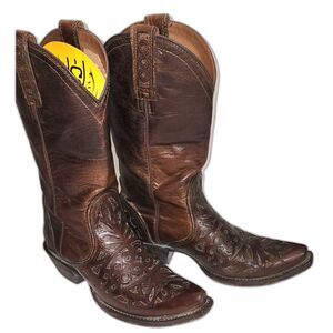 Ariat Women's Brown Tooled Leather Western Cowboy Boots Size 6.5